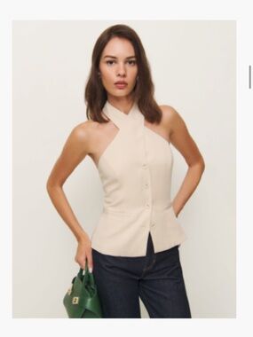 NWT Reformation Tate Halter Button-Front Top Size 2